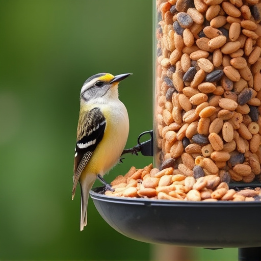 Wheat-free wild bird food in feeder