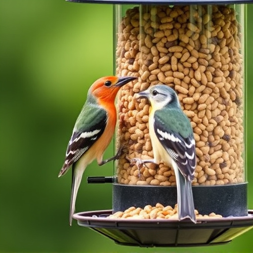 Wheat-free wild bird food in feeder
