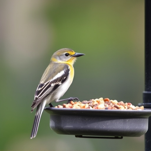 Wheat-free wild bird food in feeder