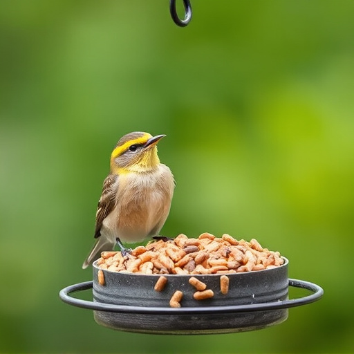 Wheat-free wild bird food in feeder