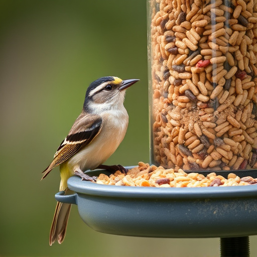 Wheat-free wild bird food in feeder