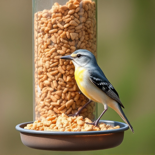 Wheat-free wild bird food in feeder