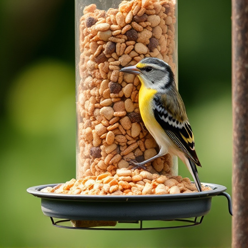 Wheat-free wild bird food in feeder