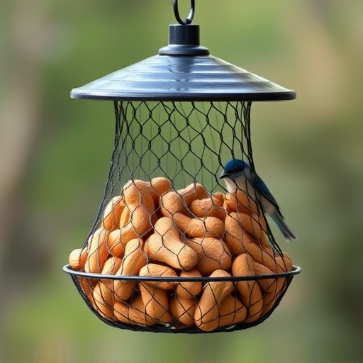 Whole peanuts in mesh bird feeder