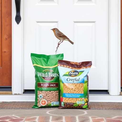 Wild bird food package at front door