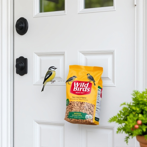 Wild bird food package at front door