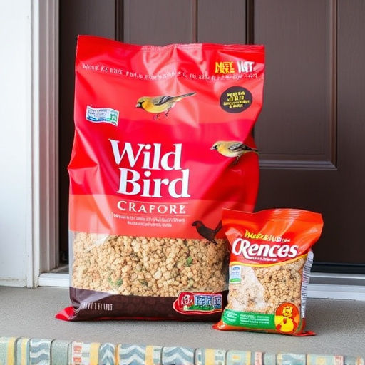 Wild bird food package at front door