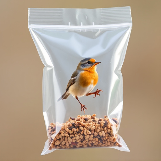 Wild bird seed in clear bulk packaging
