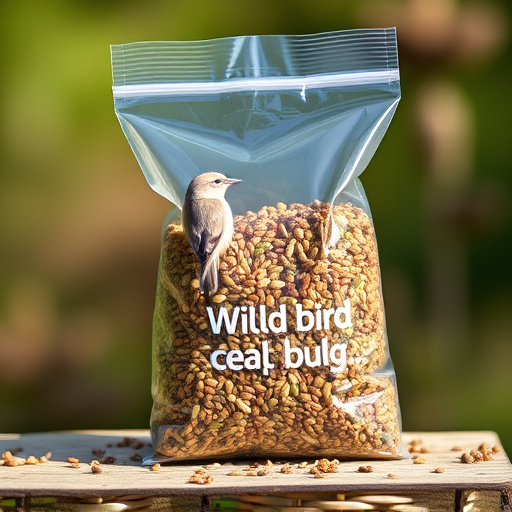 Wild bird seed in clear bulk packaging