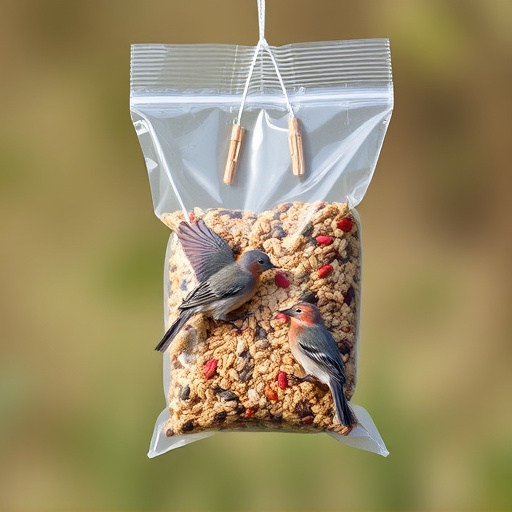 Wild bird seed in clear bulk packaging