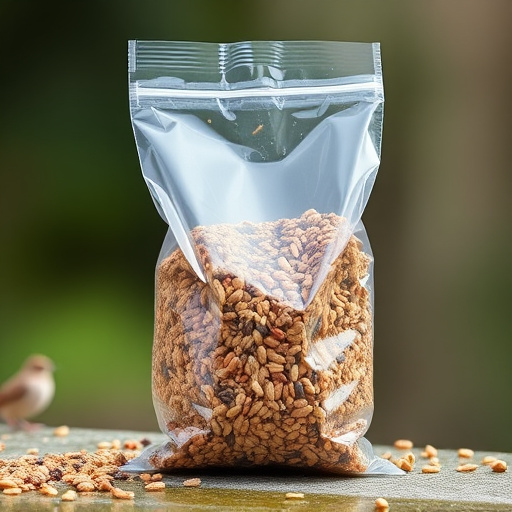 Wild bird seed in clear bulk packaging