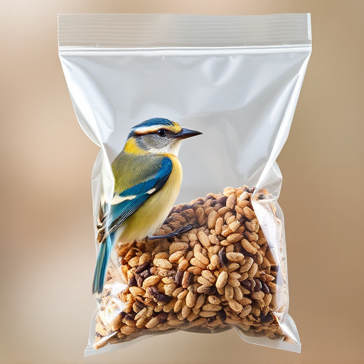 Wild bird seed in clear bulk packaging