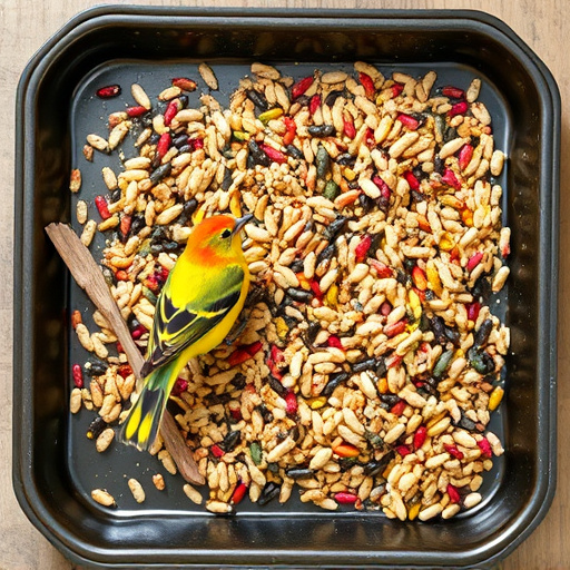 Wild bird seed mix on tray