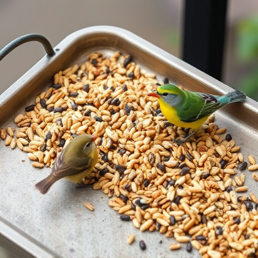 Wild bird seed mix on tray