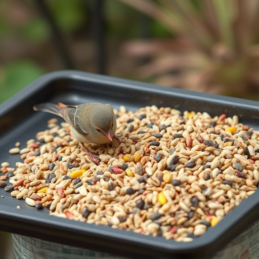 Wild bird seed mix on tray