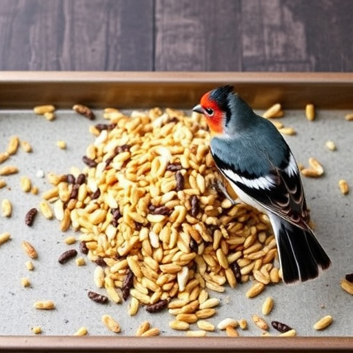 Wild bird seed mix on tray