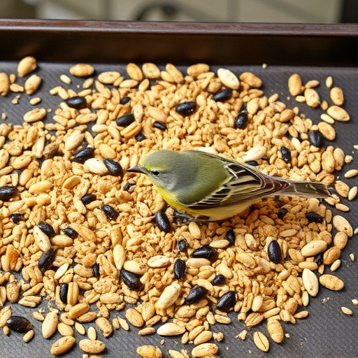 Wild bird seed mix on tray