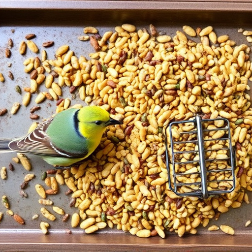 Wild bird seed mix on tray