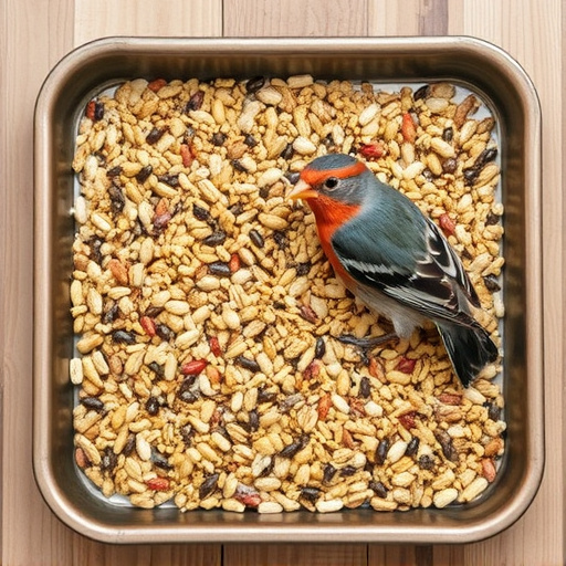 Wild bird seed mix on tray