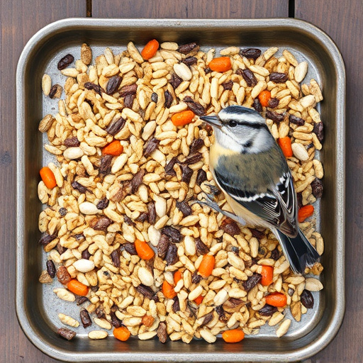 Wild bird seed mix on tray