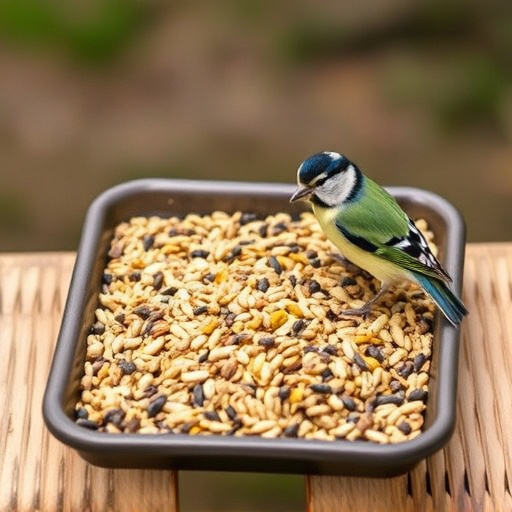 Wild bird seed mix on tray