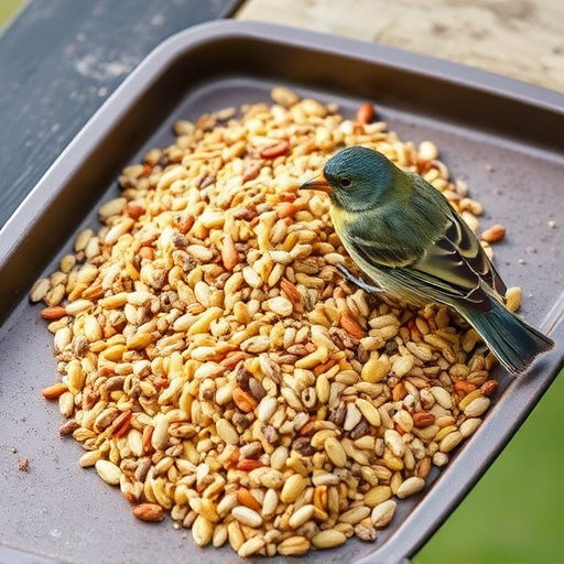 Wild bird seed mix on tray