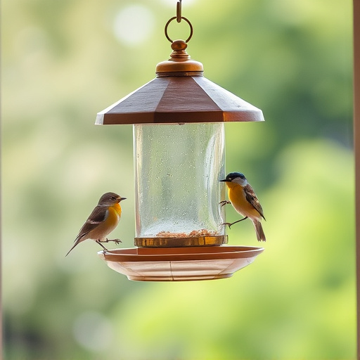 Window bird feeder attached to glass
