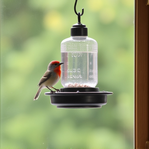 Window bird feeder attached to glass