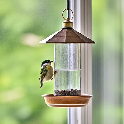 Window bird feeder attached to glass