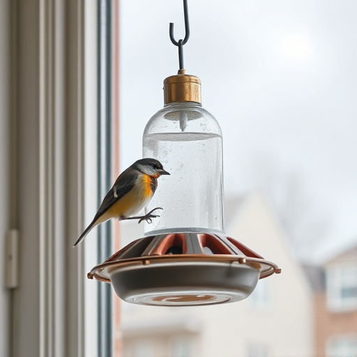 Window bird feeder attached to glass