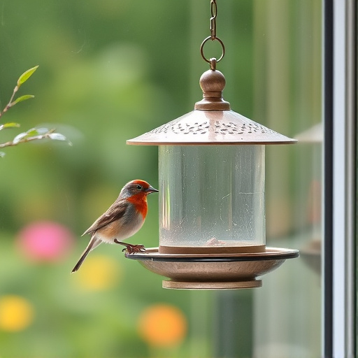 Window bird feeder attached to glass