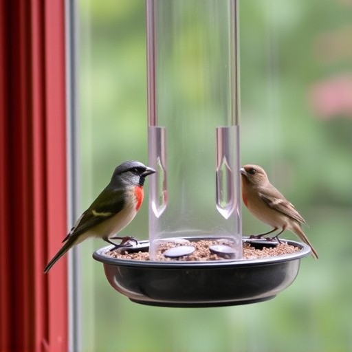 Window feeder attracting garden birds