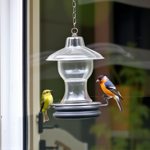 Window feeder attracting garden birds