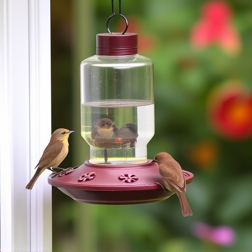Window feeder attracting garden birds