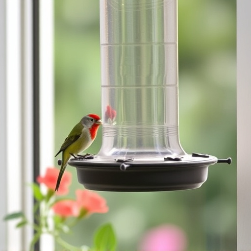 Window feeder attracting garden birds