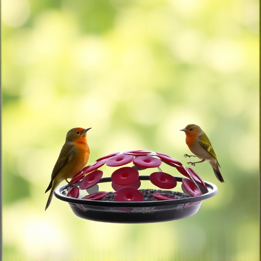 Window feeder attracting garden birds