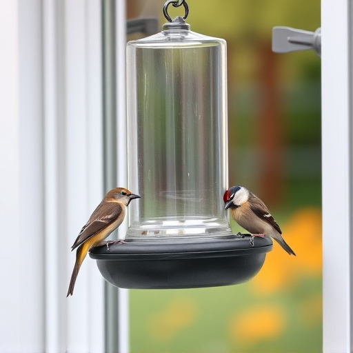 Window feeder attracting garden birds