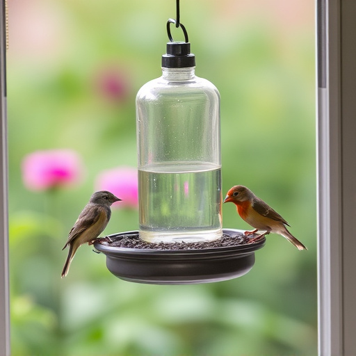 Window feeder attracting garden birds