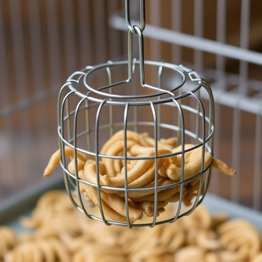 Wire cage feeder for mealworm snacks
