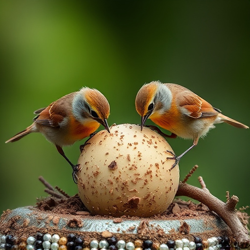 Wrens feeding on fat balls