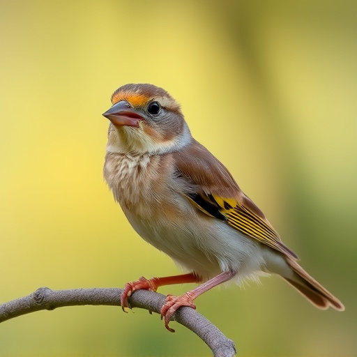Young bird learning to eat independently