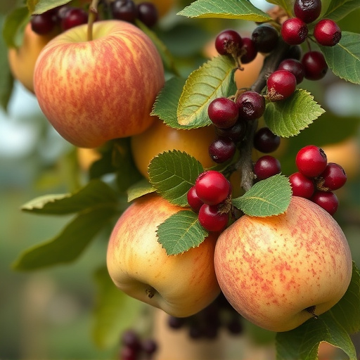 Apples and berries left for birds