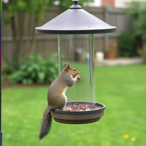 Backyard feeder protected from squirrel raids