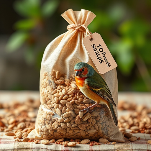 Bag of bird seed with delivery tag
