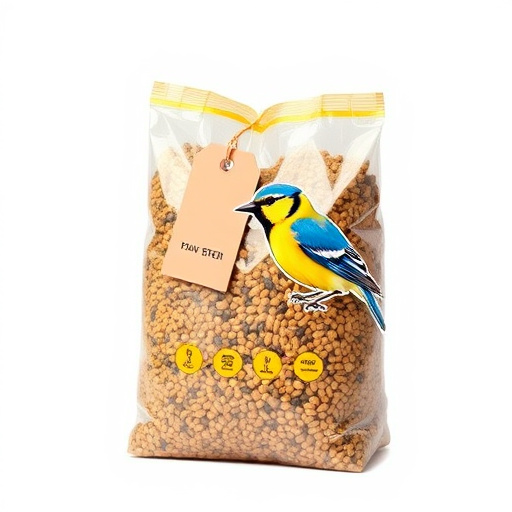Bag of bird seed with delivery tag
