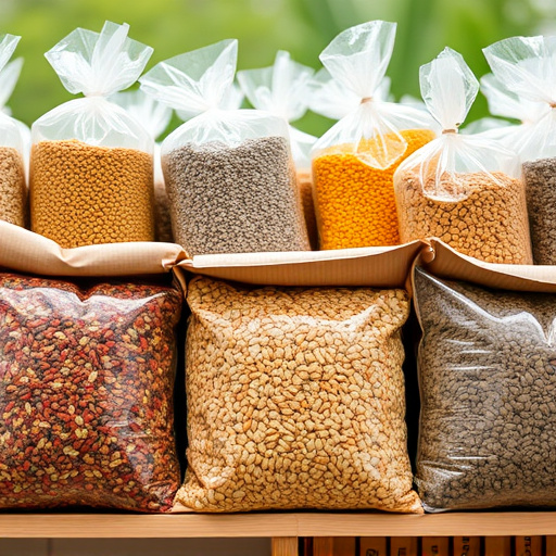 Bags of mixed bird seed varieties