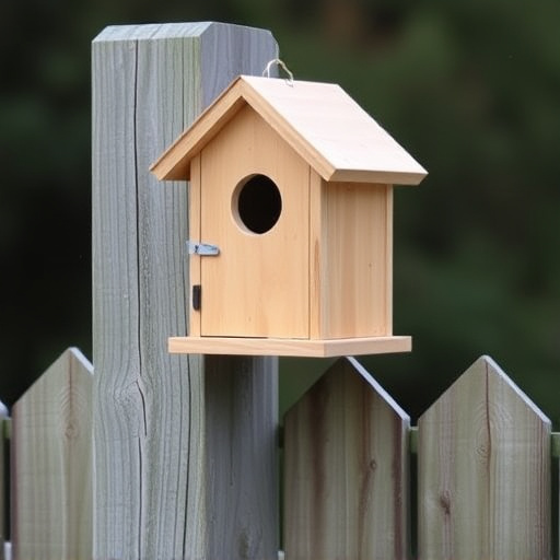 Bird box attached to fence post