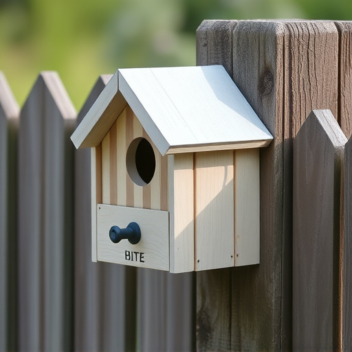 Bird box attached to fence post