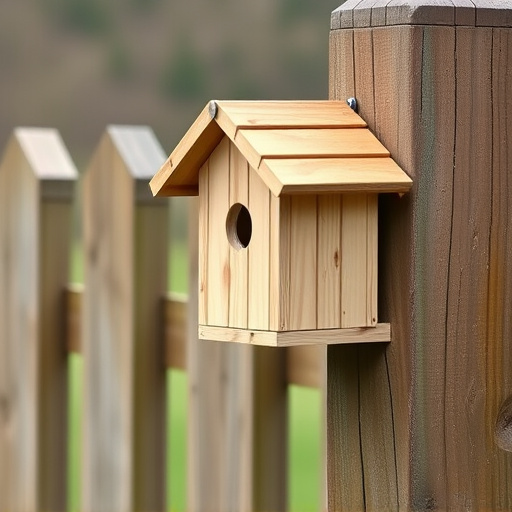 Bird box attached to fence post