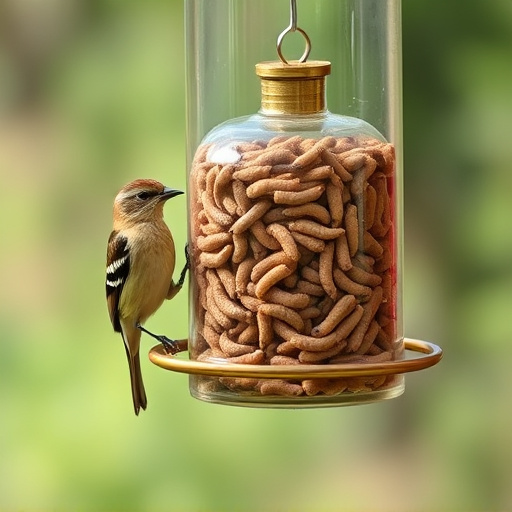 Bird feeder filled with mealworms only